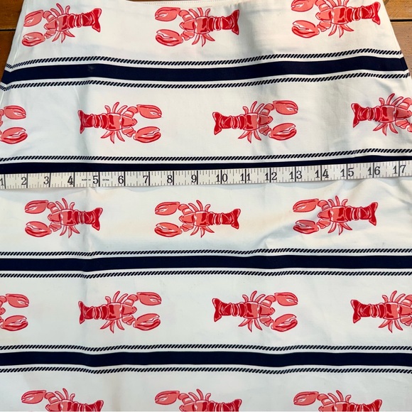Talbots White Pencil Skirt with Red Lobster Print and Navy Stripes, Size 4 - Picture 6 of 11